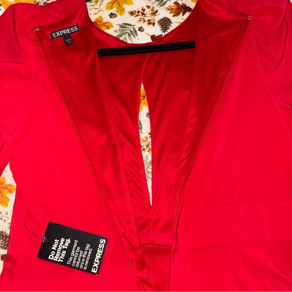 Express Women’s Sz 12 Red Long Sleeve Dress w/ Front Keyhole- NWT - Picture 4 of 5